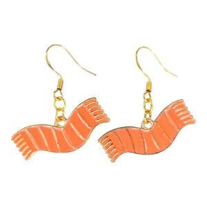 Orange scarf dangle earrings — lightweight fall autumn jewelry